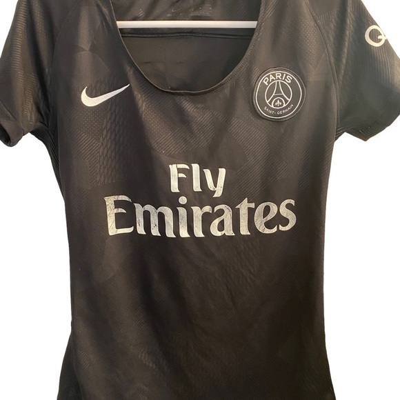 Nike Black PSG Paris-Saint-German Rihana Short Sleeve Soccer Jersey Shirt Sz M - Picture 2 of 8